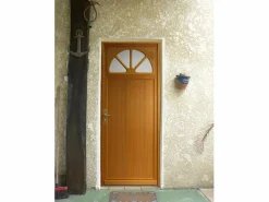 Online GD Menuiseries Puerta de servicio de madera vidriada Pixos, Al.200xl.80 p. derecha + Mango Y Cañón (ref 01245F924) Tabla de Dimensiones sin manilla Color natural claro
