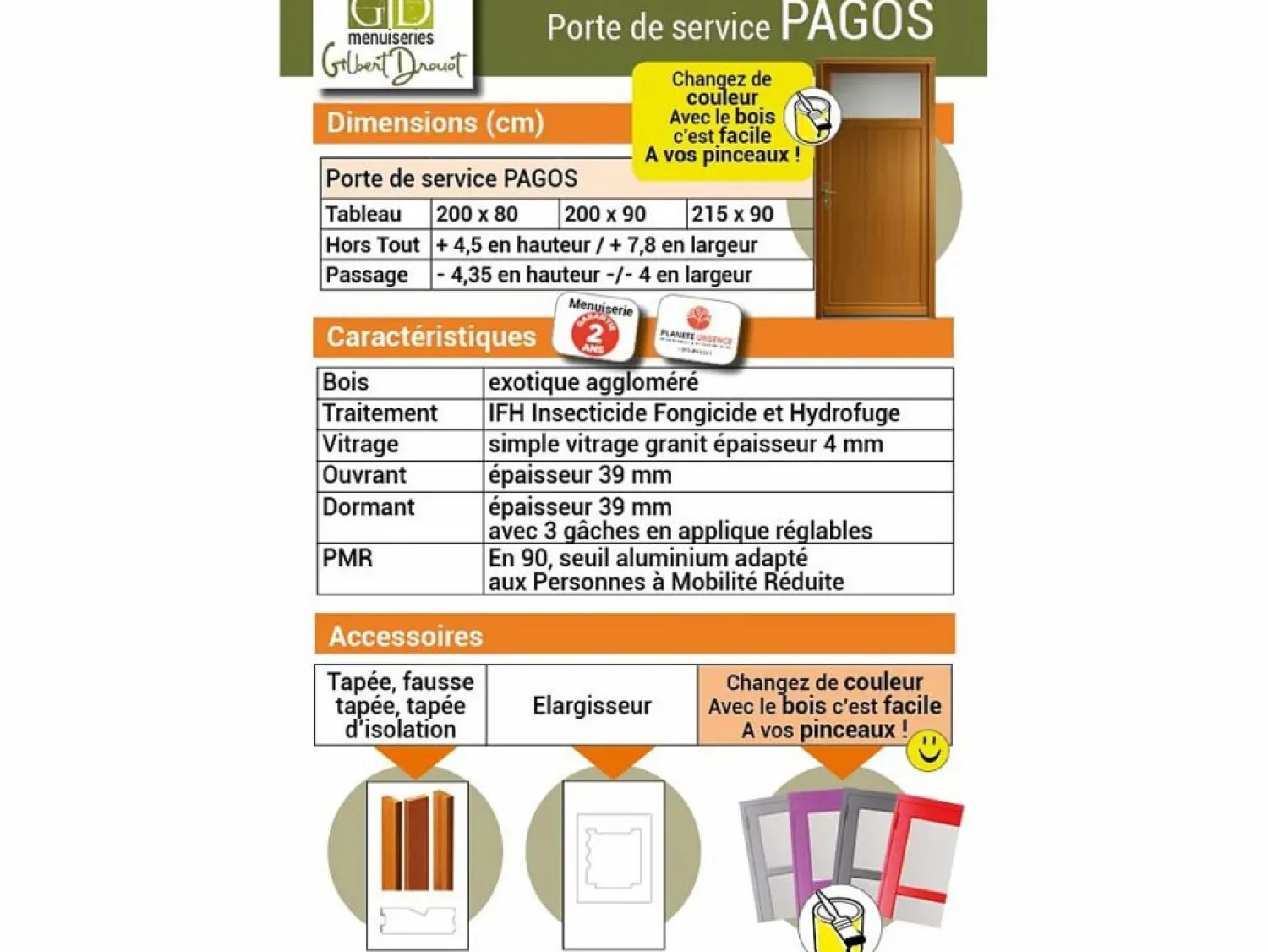 Puerta de Servicio de Madera 'Pagos' Modelo 200X80 Empuje a la Derecha (Dimensiones de la Mesa) sin manilla Puerta De Entrada