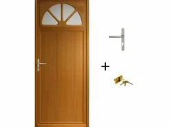 Best Puerta de servicio de madera vidriada Pixos, Al.215xl.90 p. derecha + Mango Y Cañón (ref 01245F924) Tabla de Dimensiones sin manilla Puerta De Entrada