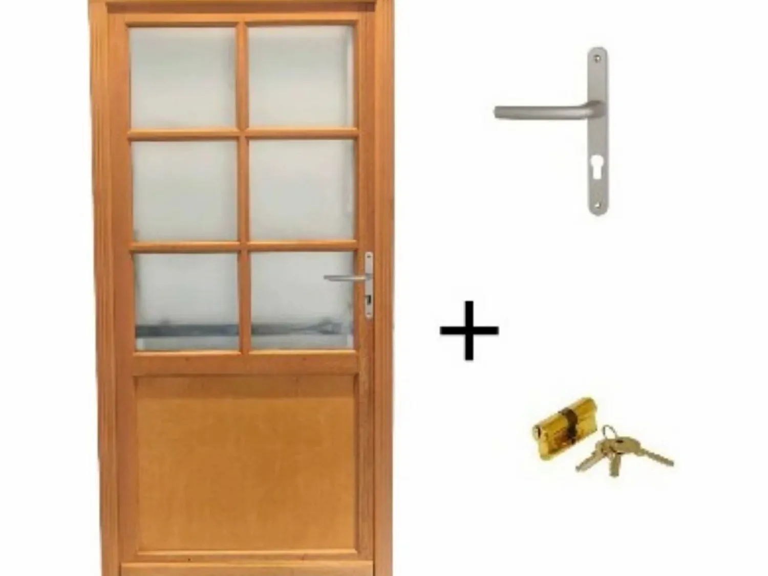 GD Menuiseries Puerta De Servicio De Madera Esmaltada Naxos, Al.200xl.80 p.izquierda + Tirador Y Cilindro (ref 01245F924) Tabla Dimensiones sin manilla