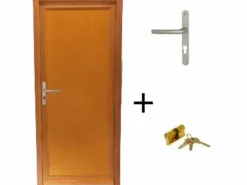 GD Menuiseries Puerta de Servicio Entera en Madera Armagos, Al.200xl.90 p. derecha + Tabla Dimensiones Mango Y Cañón (ref 01245F924) sin manilla