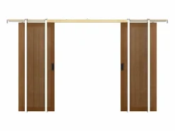 Sale Vente-unique Puerta doble corredera de empotrado en MDF madera natural oscura - 2 x Alt. 205 x L73 cm - SANDORA Color natural oscuro
