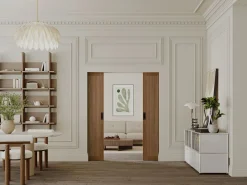 Clearance Vente-unique Puerta doble corredera empotrable MDF madera natural oscuro - 2 x Alt. 205 x L83 cm - SANDORA Color natural oscuro