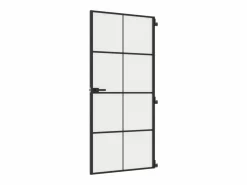 Puerta interior delgada negra vidrio y aluminio 93x201,5 cm ES223302