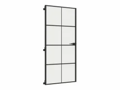 Puerta interior delgada negra vidrio y aluminio 93x201,5 cm ES223302