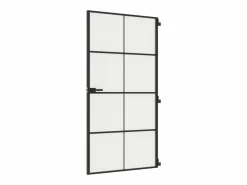Outlet Puerta interior delgada negra vidrio y aluminio 102,5x201,5 cm ES163103 Negro