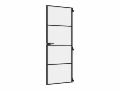 Clearance Puerta interior delgada negra vidrio y aluminio 76x201,5 cm ES773690 Negro