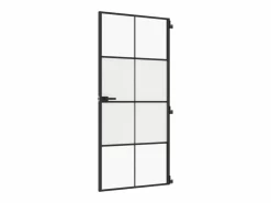 Discount Puerta interior delgada negra vidrio y aluminio 93x201,5 cm ES700679 Negro