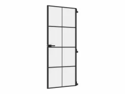 Online Puerta interior delgada negra vidrio y aluminio 83x201,5 cm ES781095 Negro