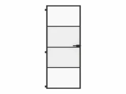 New Puerta interior delgada negra vidrio y aluminio 83x201,5 cm ES668463 Negro