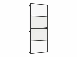 New Puerta interior delgada negra vidrio y aluminio 83x201,5 cm ES668463 Negro