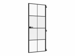 Clearance Puerta interior delgada negra vidrio y aluminio 83x201,5 cm ES602047 Negro