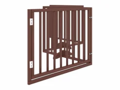 Clearance Clicnbuy Puerta para perros con puerta plegable de 4 paneles marrón 320 cm madera de álamo Marru00f3n