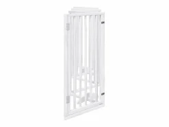 Puerta para perros con puerta plegable de 6 paneles, blanca, 300 cm, madera de álamo Seguridad Para Mascotas