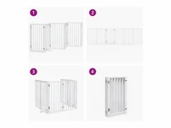 Puerta para perros con puerta plegable de 6 paneles, blanca, 300 cm, madera de álamo Seguridad Para Mascotas