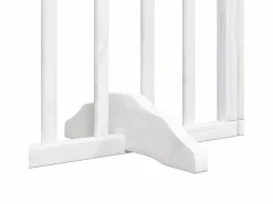 Puerta para perros con puerta plegable de 6 paneles, blanca, 300 cm, madera de álamo Seguridad Para Mascotas