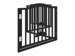 Clearance Puerta para perros con puerta plegable de 4 paneles, color , 320 cm, madera de álamo Seguridad Para Mascotas