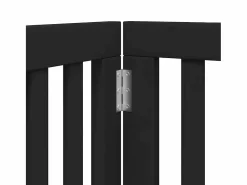 Clearance Puerta para perros plegable 9 paneles madera álamo negra 450 cm Seguridad Para Mascotas
