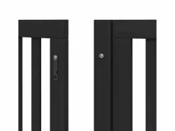 Clearance Puerta para perros plegable 9 paneles madera álamo negra 450 cm Seguridad Para Mascotas