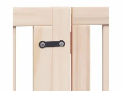 Clearance Clicnbuy Puerta para perros plegable 8 paneles madera de álamo 640 cm Marru00f3n