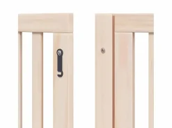 Clearance Clicnbuy Puerta para perros plegable 8 paneles madera de álamo 640 cm Marru00f3n