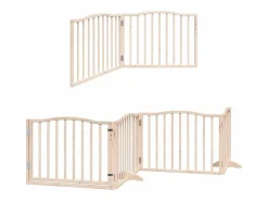 Hot Puerta para perros plegable 10 paneles madera de álamo 800 cm Seguridad Para Mascotas
