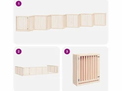 Hot Clicnbuy Puerta para perros plegable 12 paneles madera de álamo 960 cm Marru00f3n