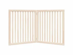 Discount Clicnbuy Puerta para perros plegable 2 paneles madera de álamo 160 cm Marru00f3n