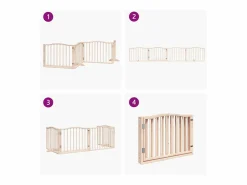 Online Puerta para perros plegable 4 paneles madera de álamo 320 cm Seguridad Para Mascotas