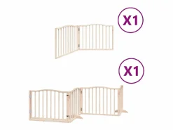 Hot Clicnbuy Puerta para perros plegable 6 paneles madera de álamo 480 cm Marru00f3n