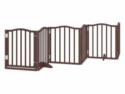 Outlet Puerta para perros plegable 6 paneles álamo marrón roble 300 cm Seguridad Para Mascotas