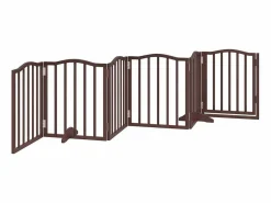Outlet Puerta para perros plegable 6 paneles álamo marrón roble 300 cm Seguridad Para Mascotas