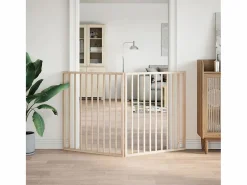 Clicnbuy Puerta para perros plegable de 2 paneles, 160 cm, madera de álamo