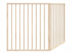 Clicnbuy Puerta para perros plegable de 2 paneles, 160 cm, madera de álamo