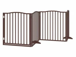 Online Clicnbuy Puerta para perros plegable 4 paneles álamo marrón roble 320 cm Marru00f3n
