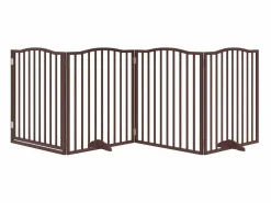 Online Clicnbuy Puerta para perros plegable 4 paneles álamo marrón roble 320 cm Marru00f3n