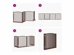 Online Clicnbuy Puerta para perros plegable 4 paneles álamo marrón roble 320 cm Marru00f3n