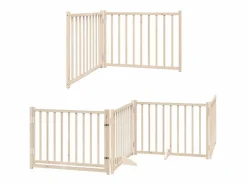 Discount Clicnbuy Puerta para perros plegable 6 paneles madera de álamo 480 cm Marru00f3n