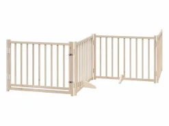 Discount Clicnbuy Puerta para perros plegable 6 paneles madera de álamo 480 cm Marru00f3n