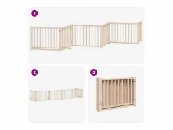 Discount Clicnbuy Puerta para perros plegable 6 paneles madera de álamo 480 cm Marru00f3n
