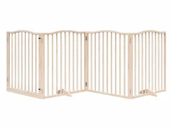 Clicnbuy Puerta para perros plegable 4 paneles madera de álamo 320 cm