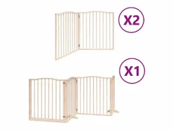 Sale Clicnbuy Puerta para perros plegable 8 paneles madera de álamo 640 cm Marru00f3n