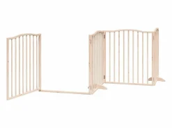 Sale Clicnbuy Puerta para perros plegable 8 paneles madera de álamo 640 cm Marru00f3n