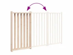 Sale Puerta para perros plegable de 3 paneles, 150 cm, madera maciza de abeto Seguridad Para Mascotas