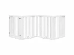 Clicnbuy Puerta para perros plegable 4 paneles madera álamo blanca 320cm