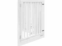 Clicnbuy Puerta para perros plegable 4 paneles madera álamo blanca 320cm