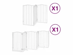 Clicnbuy Puerta para perros plegable 9 paneles madera álamo blanca 450cm