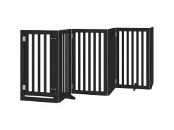 New Puerta para perros plegable 6 paneles madera álamo negra 300 cm Seguridad Para Mascotas