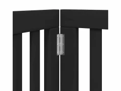 New Puerta para perros plegable 6 paneles madera álamo negra 300 cm Seguridad Para Mascotas