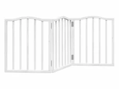 Outlet Clicnbuy Puerta para perros plegable 3 paneles madera álamo blanca 150cm Blanco